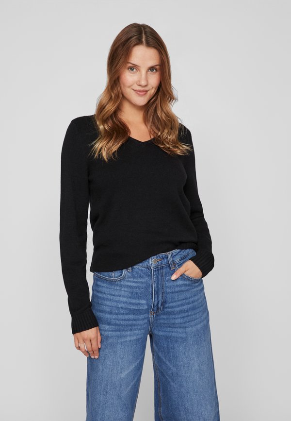 VILA VIRIL V-NECK L/S KNIT TOP - NOOS