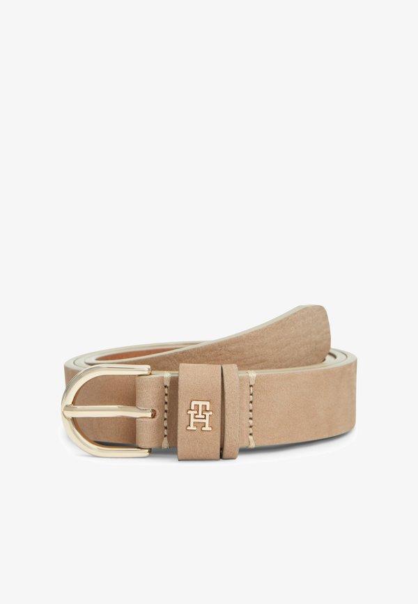 Tommy Hilfiger ESSENTIAL ROUNDED BUCKLE LEATHER BELT - Belt - clayed pebble