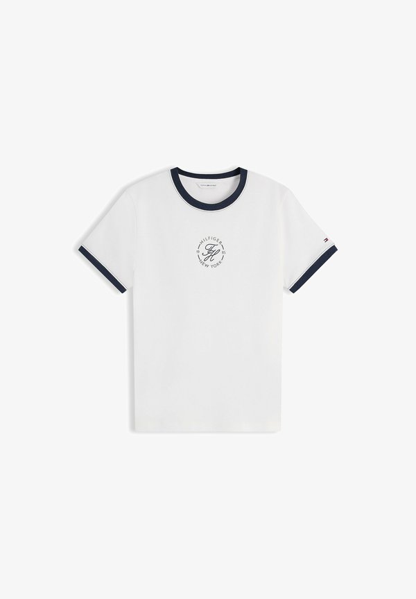 Tommy Hilfiger TOMMY HILFIGER LOGO EMBROIDERY RINGER T-SHIRT - Print T-shirt - ecru