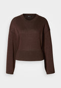 Brauner, kurzes Sweatshirt mit langen Ärmeln, rundem Halsausschnitt und glitzernder Textur. Mit gerippten Bündchen und Saum für einen figurbetonten Look.