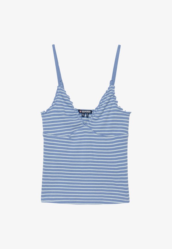 Superdry & Co SUPERDRY ATHLETIC ESSENTIALS V-NECK WAFFLE CAMI TOP.. - Top - tidal blue stripe