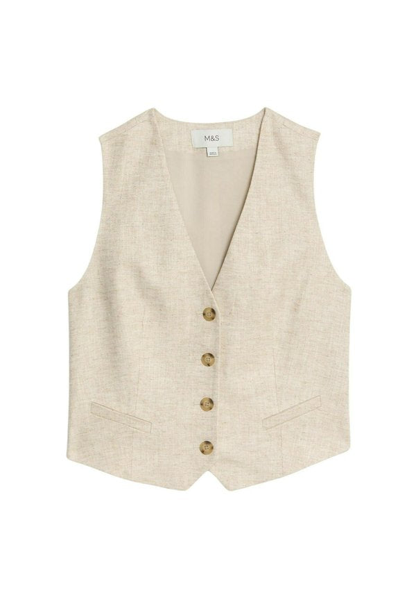 Marks & Spencer Linen Blend Tailored Vest