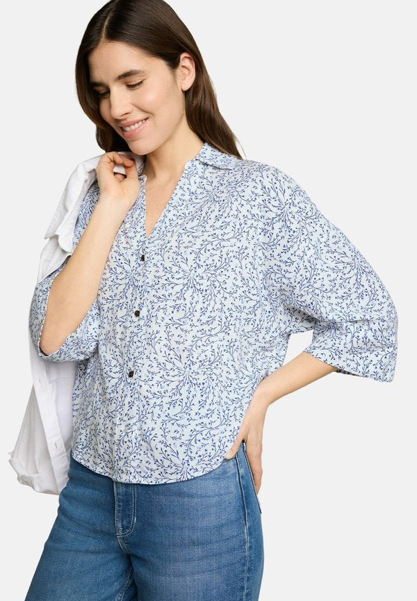 TOM TAILOR Button-down blouse - white small leaves design