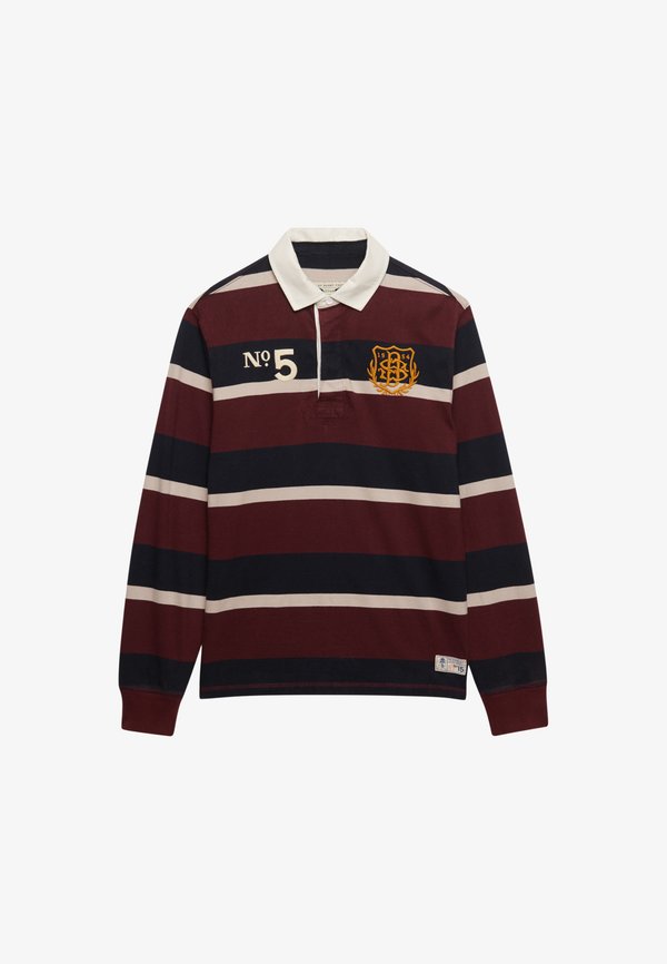 Superdry & Co SUPERDRY DOUBLE EMBLEM STRIPE RUGBY TOP.. - Polo shirt - port navy stripe