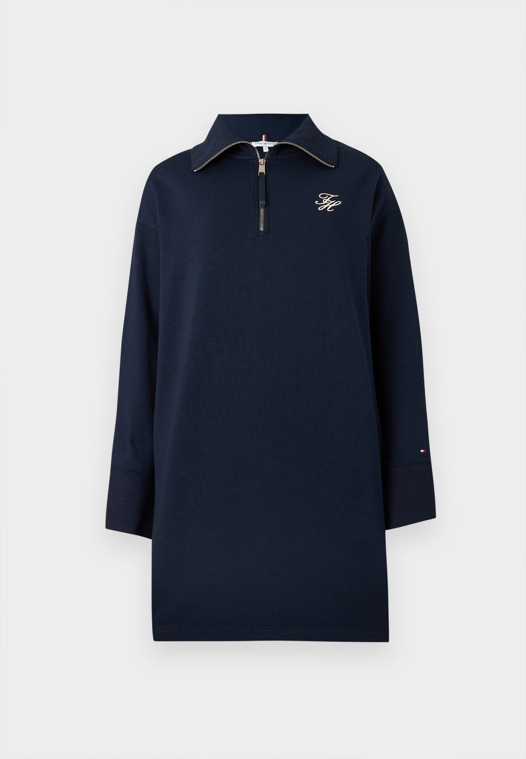 HALF-ZIP RELAXED MINI SWEATSHIRT DRESS Media 1
