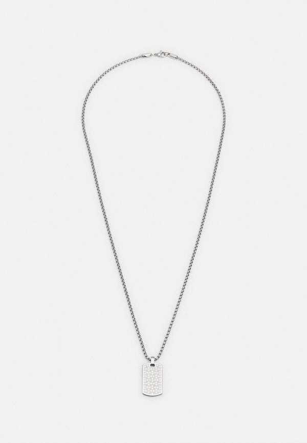 Tommy Hilfiger ALL OVER FLAG TEXTURE NECKLACE - Necklace - silver-coloured