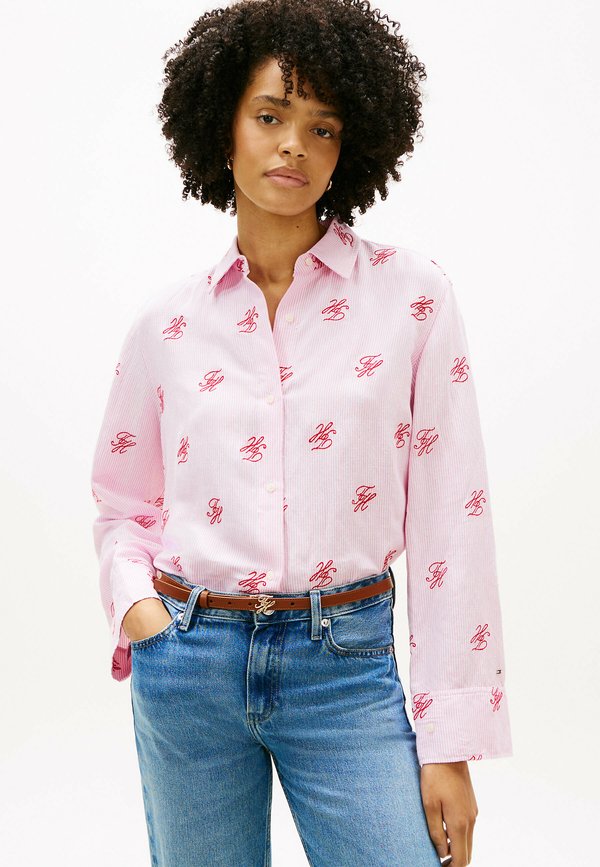 Tommy Hilfiger LOGO EMBROIDERY - Button-down blouse - script ithaca rose petal