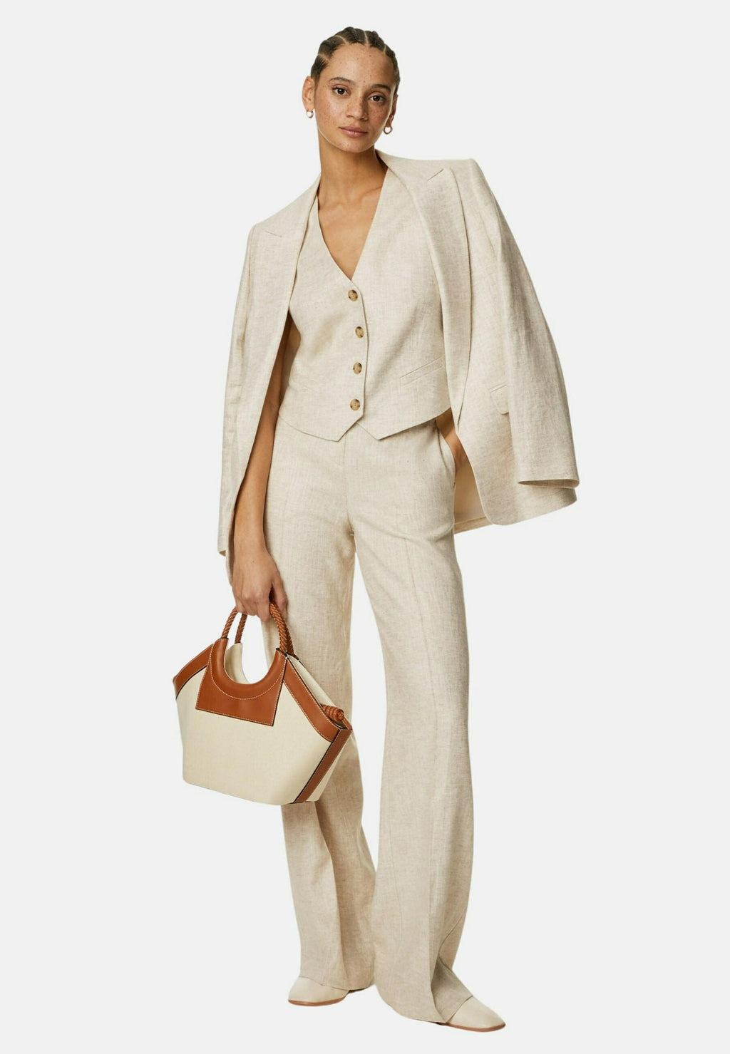 Marks & Spencer Linen Blend Tailored Vest