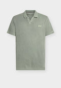 TOM TAILOR GARMENT DYE RESORT COLLAR POLO - Polo shirt - greyish shadow olive