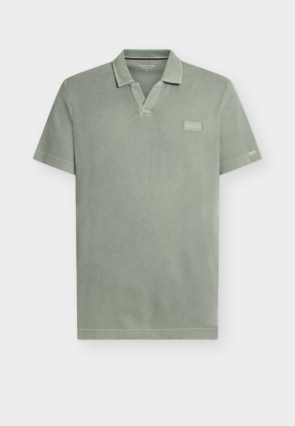 TOM TAILOR GARMENT DYE RESORT COLLAR POLO - Polo shirt - greyish shadow olive