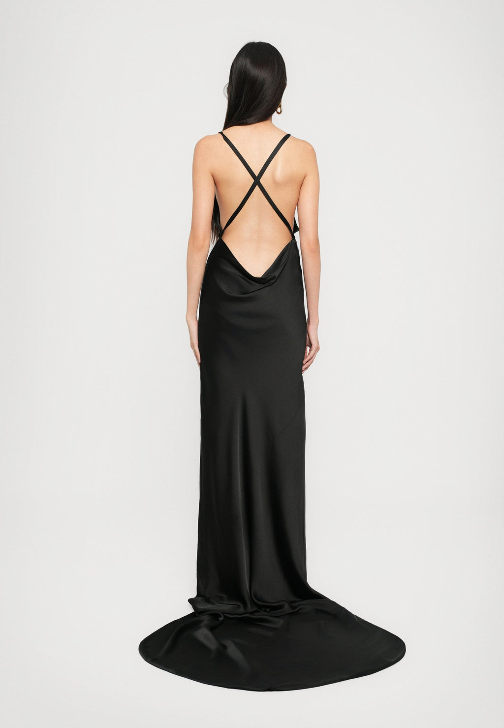 Norma Kamali CROSS BACK BIAS GOWN TRAIN