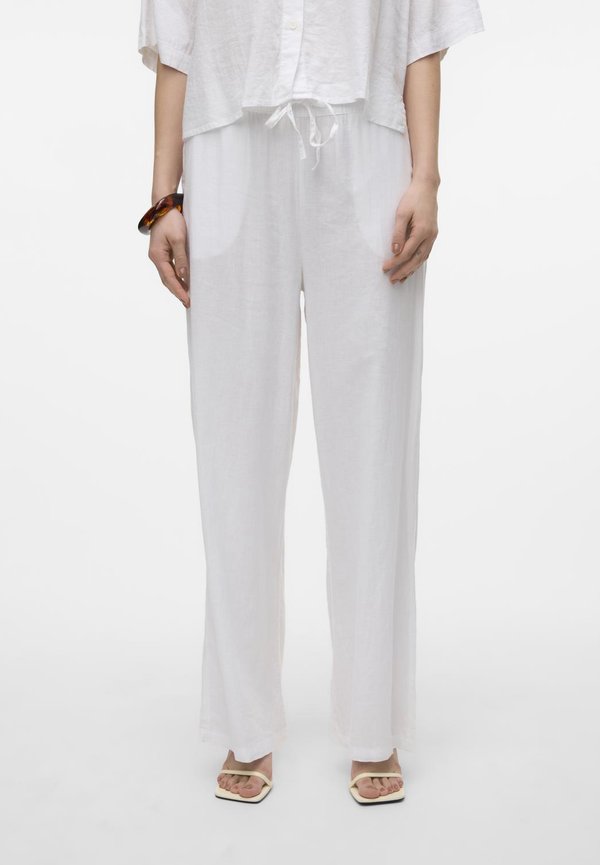 Vero Moda Wide-leg VMLINN Mid waist - Trousers - snow white