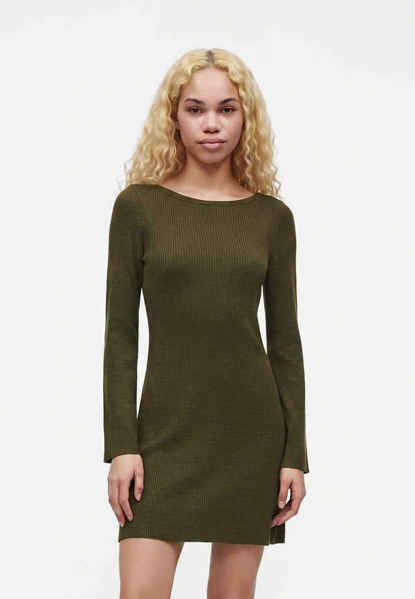 ONLY ONLTESSIE BOATNECK DRESS - Jumper dress - burnt olive melange