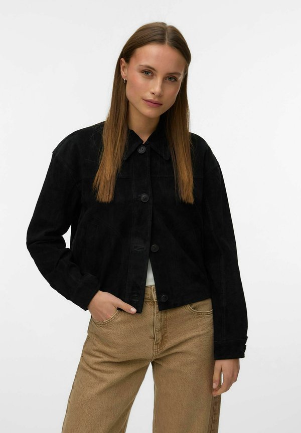 Vero Moda VMROYCESTINE Suede - Leather jacket - black