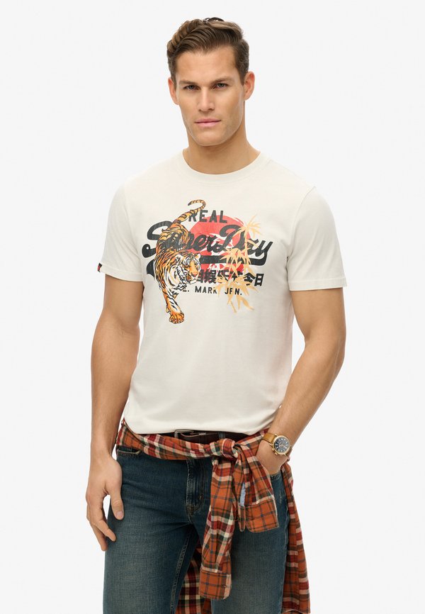 Superdry & Co VINTAGE LOGO TOKYO - Print T-shirt - bone white