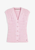 Tommy Hilfiger MID GG CABLE VEST CARDI - CO CABLE MID GG - Waistcoat - classic pink