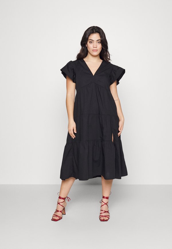 Vero Moda Curve VMJARLOTTE CALF SLIT DRESS - Day dress - black