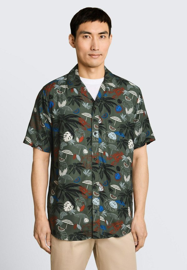 TOM TAILOR Shirt - leaf green beach design