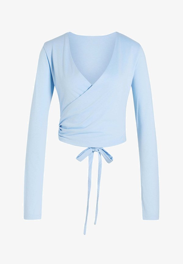 adidas Performance 3 STRIPES STUDIO SOFT BALLET WRAP TOP - Long sleeved top - glow blue   earth strata