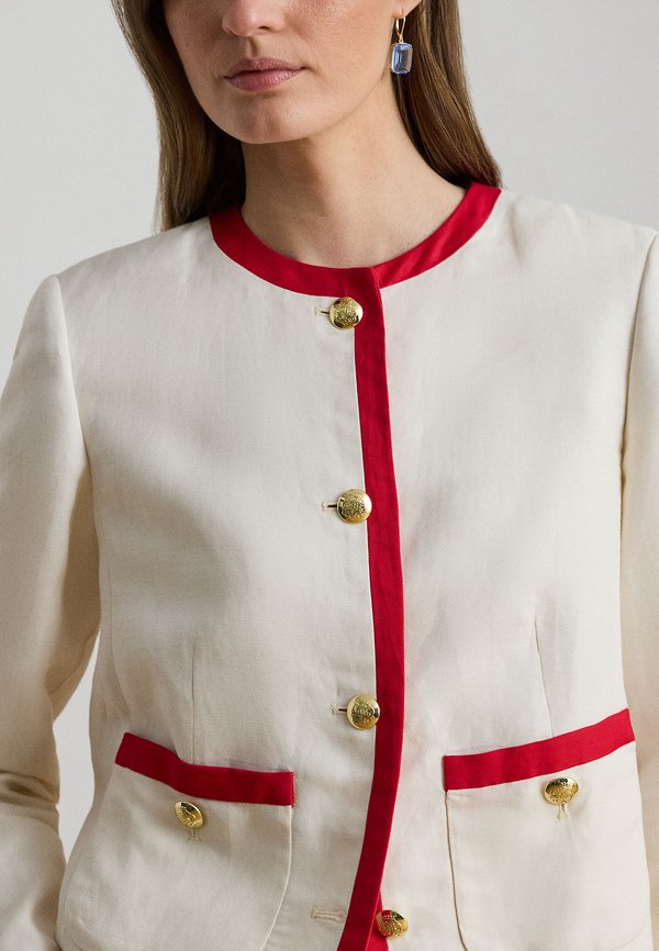 Lauren Ralph Lauren TWO-TONE LINEN-BLEND TWILL BLAZER