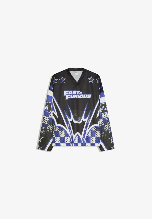 Bershka FAST FURIOUS - Long sleeved top - black