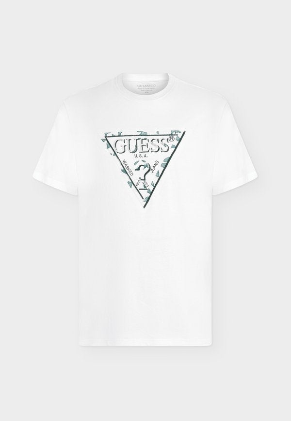 Guess TRIANGLE LEAVES EMBROIDE - Basic T-shirt - pure white