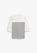 TOM TAILOR PLUS SIZE - MIT STREIFENMUSTER - Long sleeved top - offwhite navy blue stripe