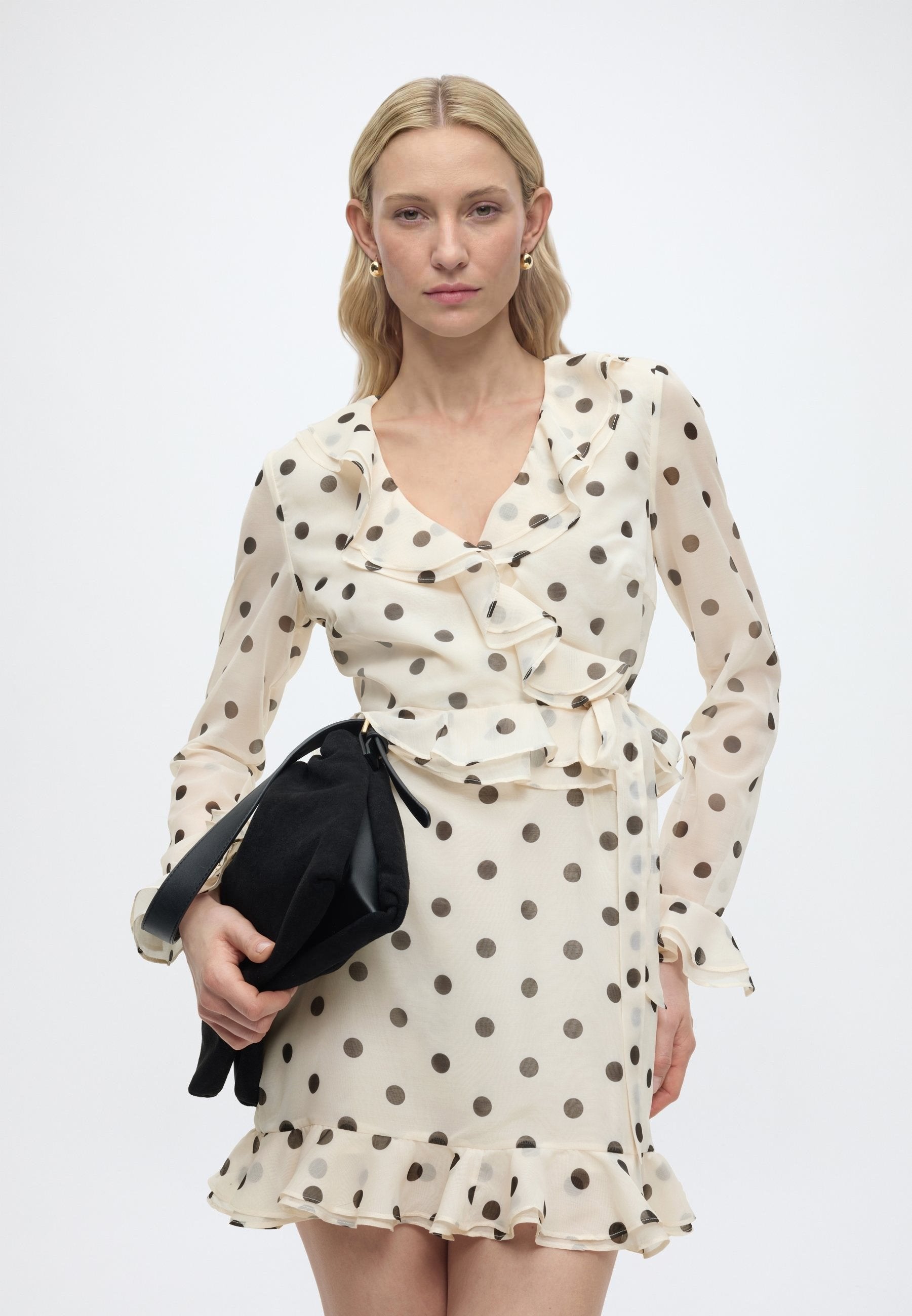 Bardot FRILL DETAIL SPOT MINI DRESS