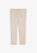 TOM TAILOR TOM TAILOR HOSEN & CHINO REGULAR TAPERED CHINO HOSE MIT KORDELZUG - Trousers - cashew beige structure
