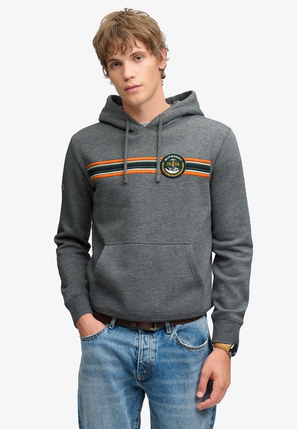 Superdry & Co SUPERDRY OUTDOORS STRIPE LOGO HOODIE.. - Hoodie - surplus jetter charcoal grit
