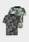 Jack & Jones JJJEFF TEE PACK 2 - Print T-shirt - black/sky captain