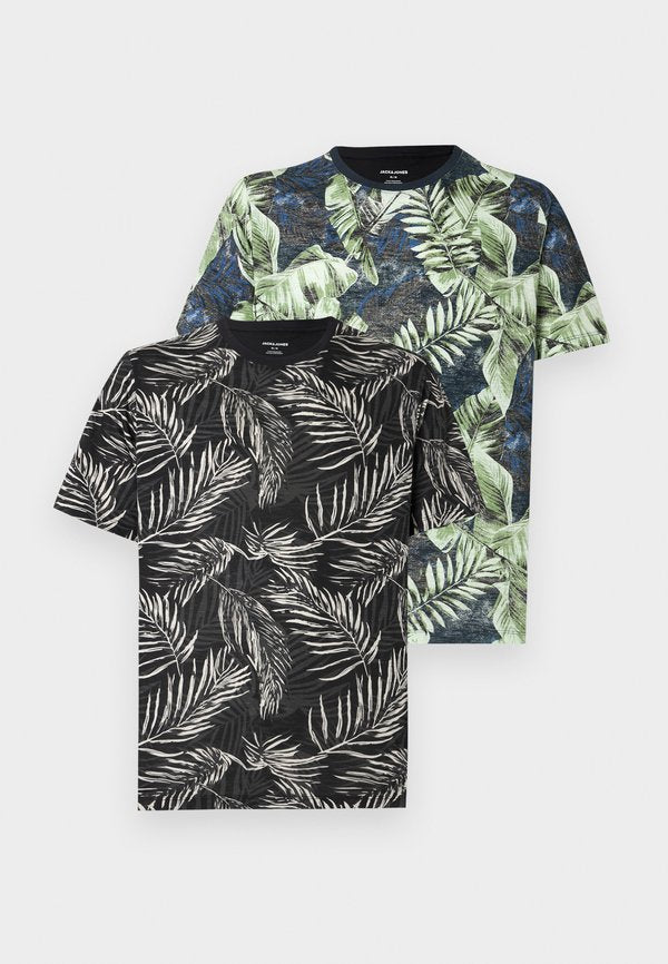 Jack & Jones JJJEFF TEE PACK 2 - Print T-shirt - black/sky captain