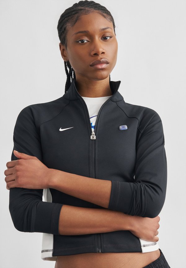 Nike Sportswear LONG SLEEVE - Zip-up sweatshirt - black/white