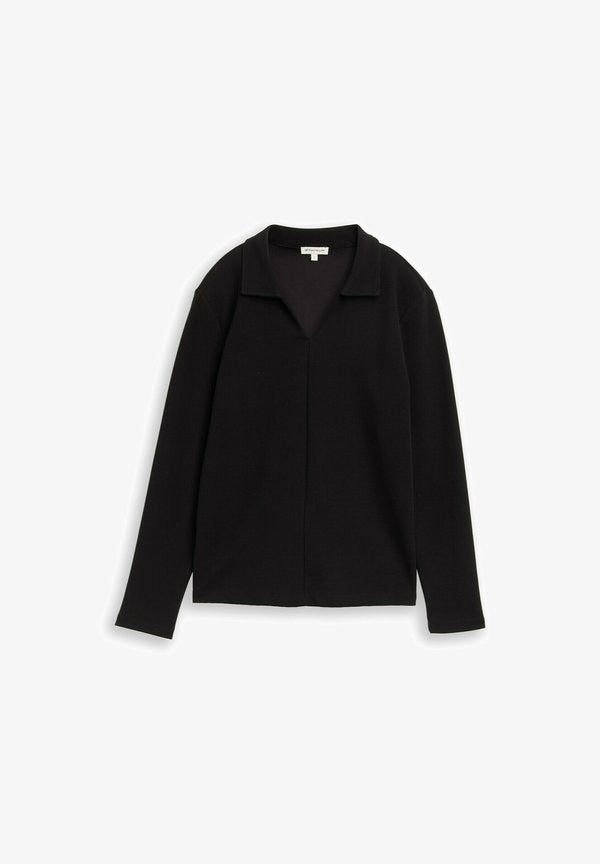 TOM TAILOR LANGARM MIT KRAGEN - Polo shirt - deep black