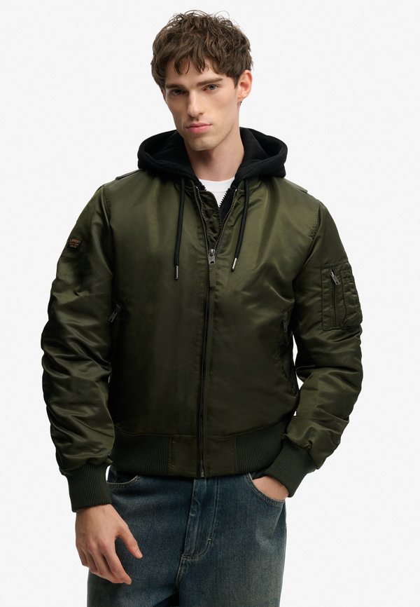 Superdry & Co SUPERDRY HOODED MA1 BOMBER JACKET.. - Light jacket - surplus goods olive green