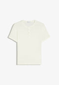 Bershka TEXTURED HENLEY - T-SHIRT - Basic T-shirt - white