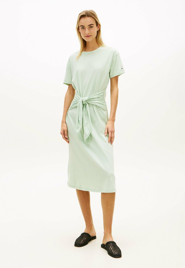 Tommy Hilfiger TEXTURED KNOT MIDI - Jersey dress - gentle jade