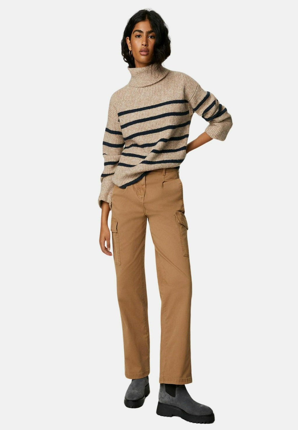 Marks & Spencer BLEND STRIPED ROLL NECK PULLOVER