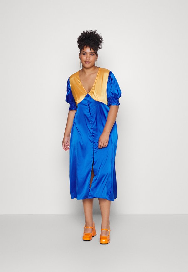 IN THE STYLE CURVE BLOCK COLOUR MIDI DRESS