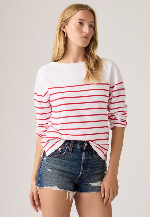 Levi's® MARIN STRIPE - Long sleeved top - magnolia/bright white/true red