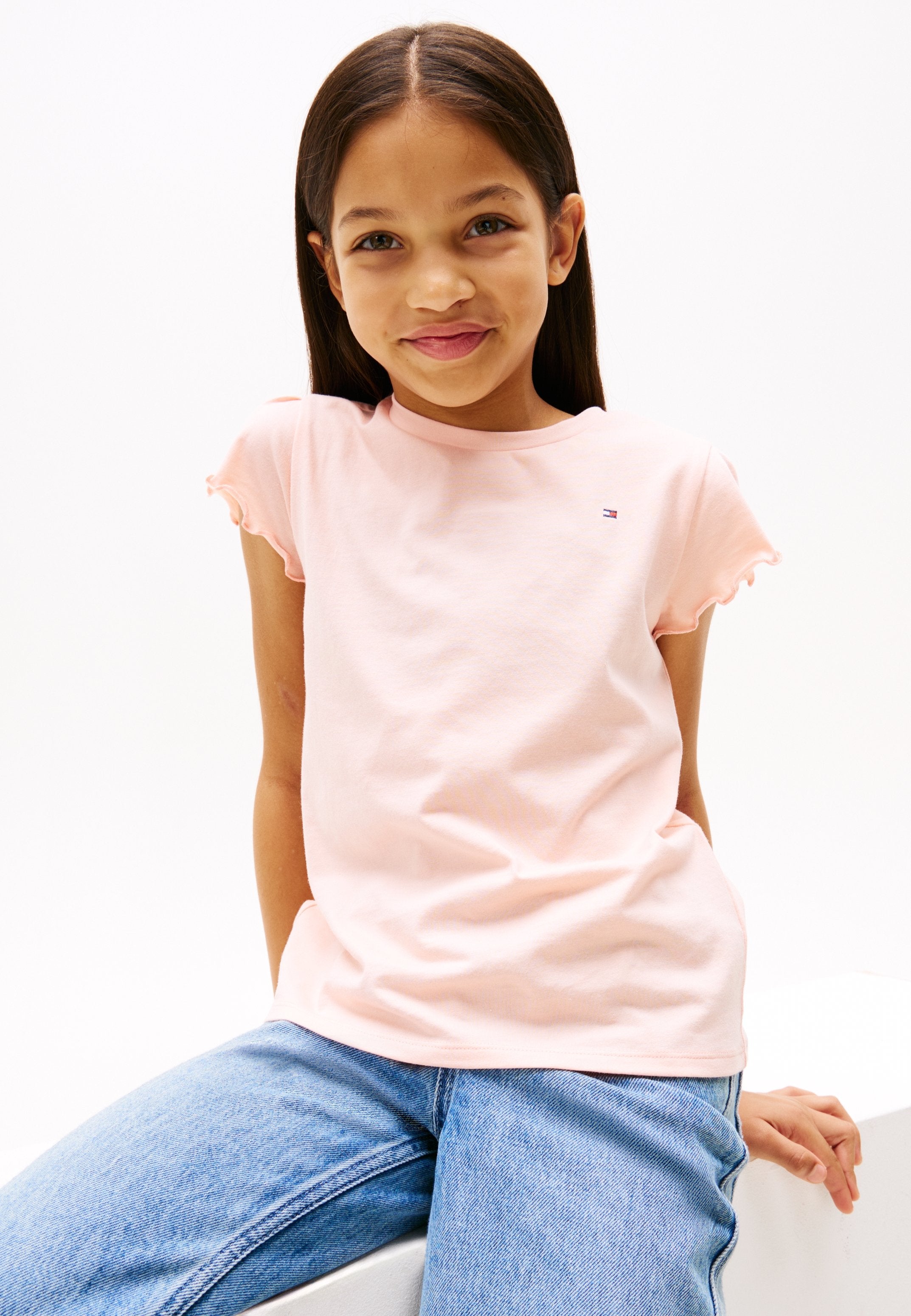 Tommy Hilfiger ESSENTIAL RUFFLE SLEEVE SLIM JERSEY T-SHIRT