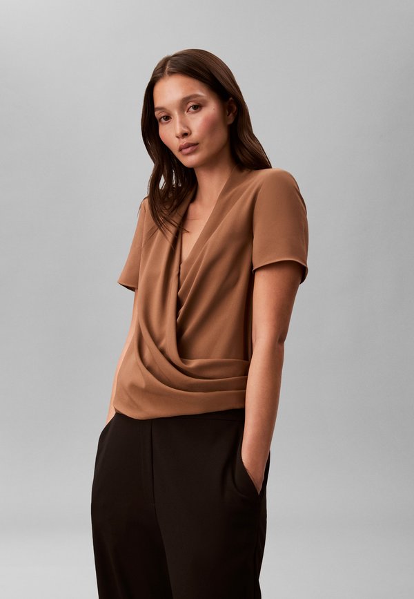 Calvin Klein DRAPED WRAP - Blouse - executive brown