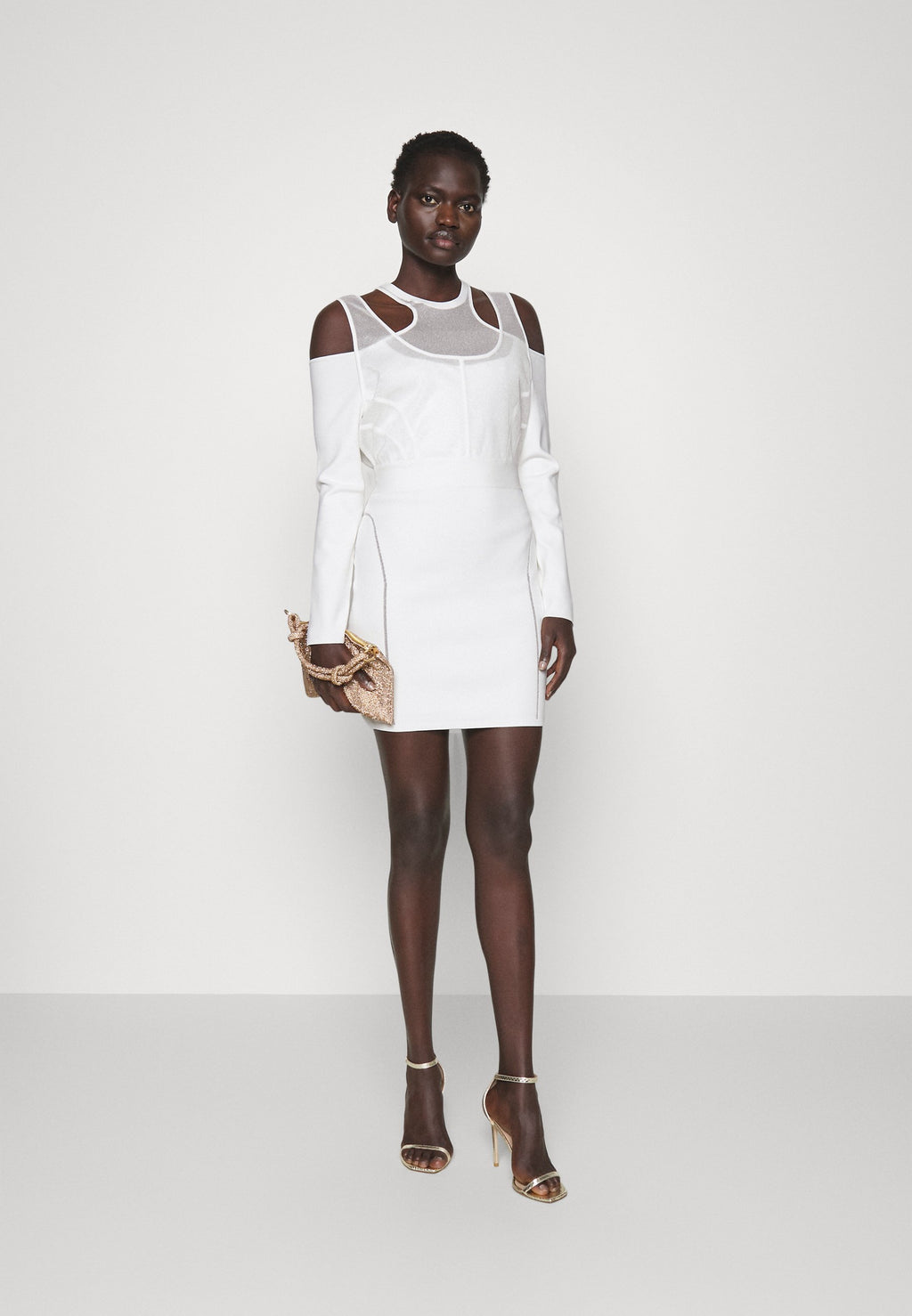 Hervé Léger LAW ROACH LAYERED SHEER INTARSIA DRESS