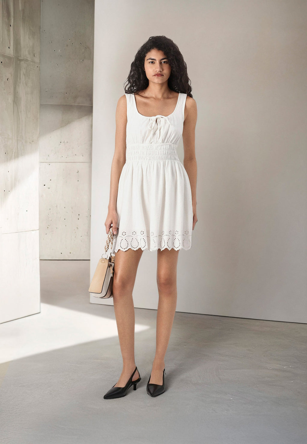 GAP TIE SMOCKED MINI DRESS