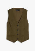 Bershka STRIPED VEST WITH BACK BUCKLE - Waistcoat - khaki