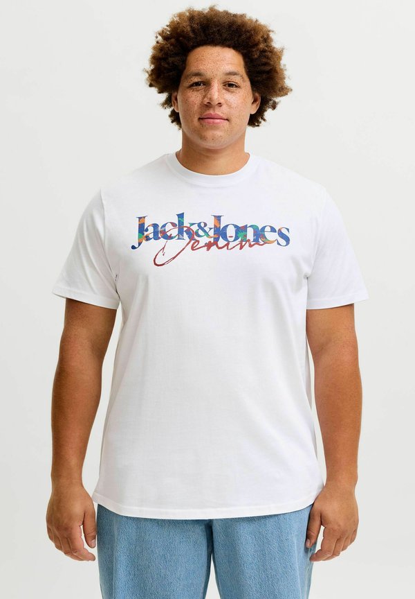 Jack & Jones JJTOM TEE CREW NECK - Print T-shirt - bright white