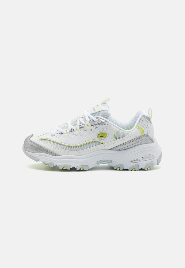 Skechers D'LITES - Trainers - white/silver/lime