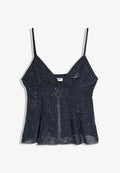 Bershka BEADED MESH - STRAPPY TOP - Top - royal blue