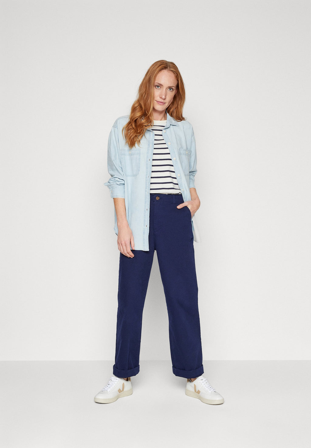 GAP THE BIG SHIRT BLEACH CHAMBRAY
