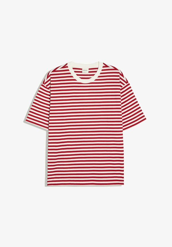 Bershka STRIPED SHORT SLEEVE T-SHIRT - Print T-shirt - red